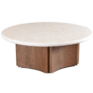 Home Decor Casena Coffee Table Cream Marble Side View