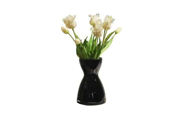 Black Glass Vase & White Tulip Wangi No.14