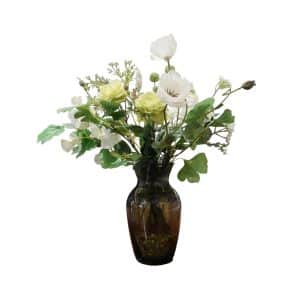 Home Decor Flower Arrangement NO.57 - 012021 Green Botel Vase Front View