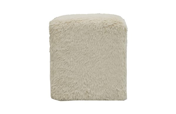 Home Decor Ottoman & Pouf Fleece Stool Yak Sand Front View