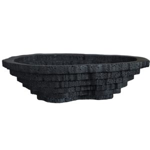 Home Decor Bowls & Trays Trapezoid Fruit Bowl-Black Resin FC-SZ2121A Front View