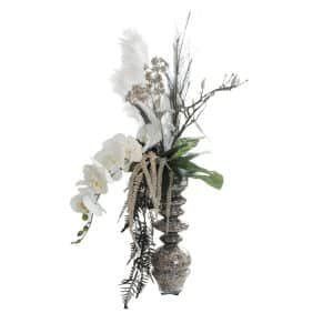 Home Decor Flower Arrangement No-18 Glass Modern Angrek Putih 24 Front View