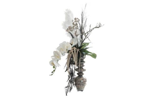 Home Decor Flower Arrangement No-18 Glass Modern Angrek Putih 24 Front View