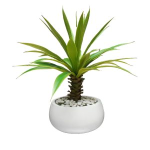 Home Decor Flower Arrangement Yucca 31 LVS White Front View