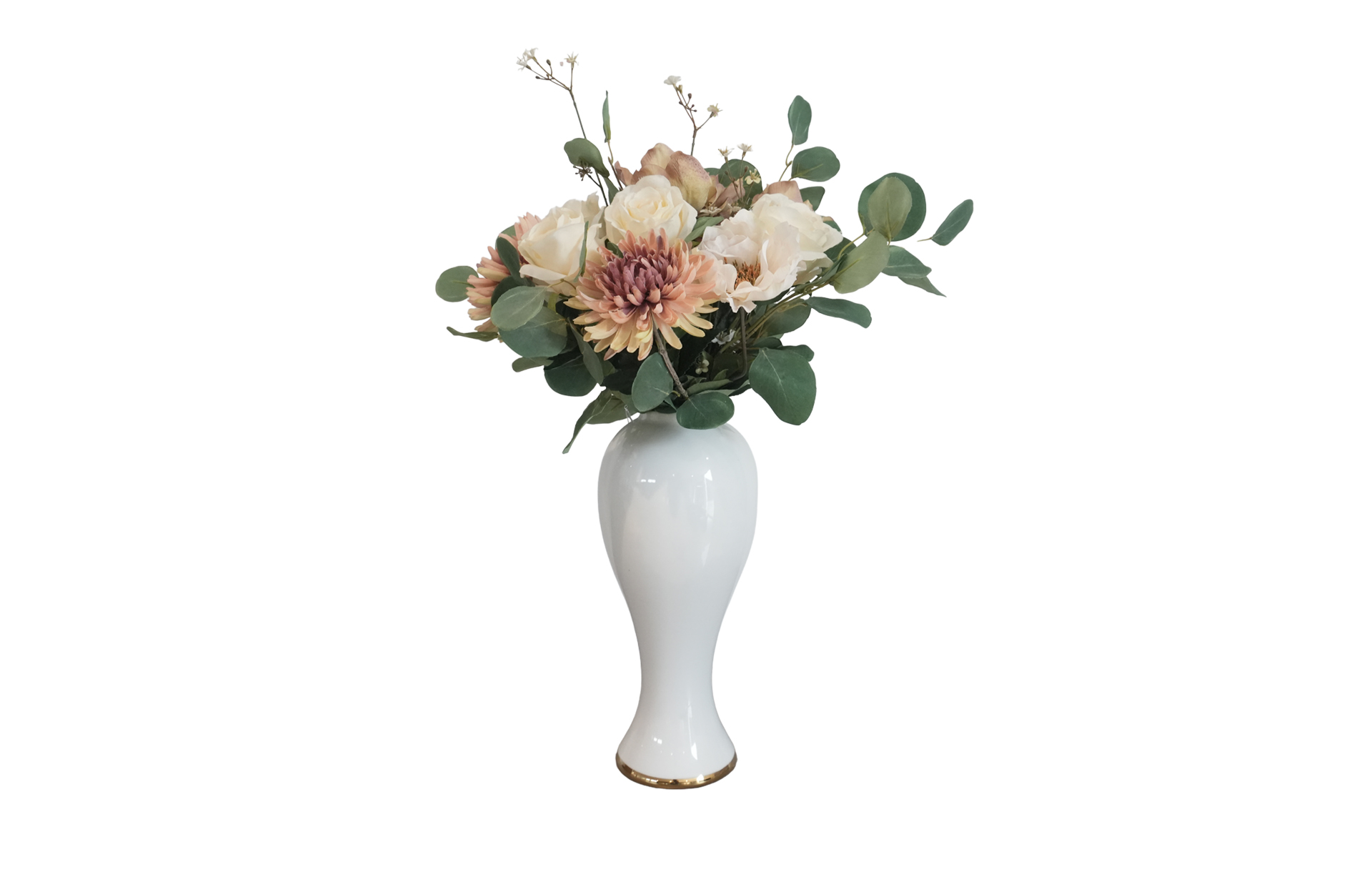 Home Decor Flower Arrangement No.46 - 012021 Brown Glass Vase Front View