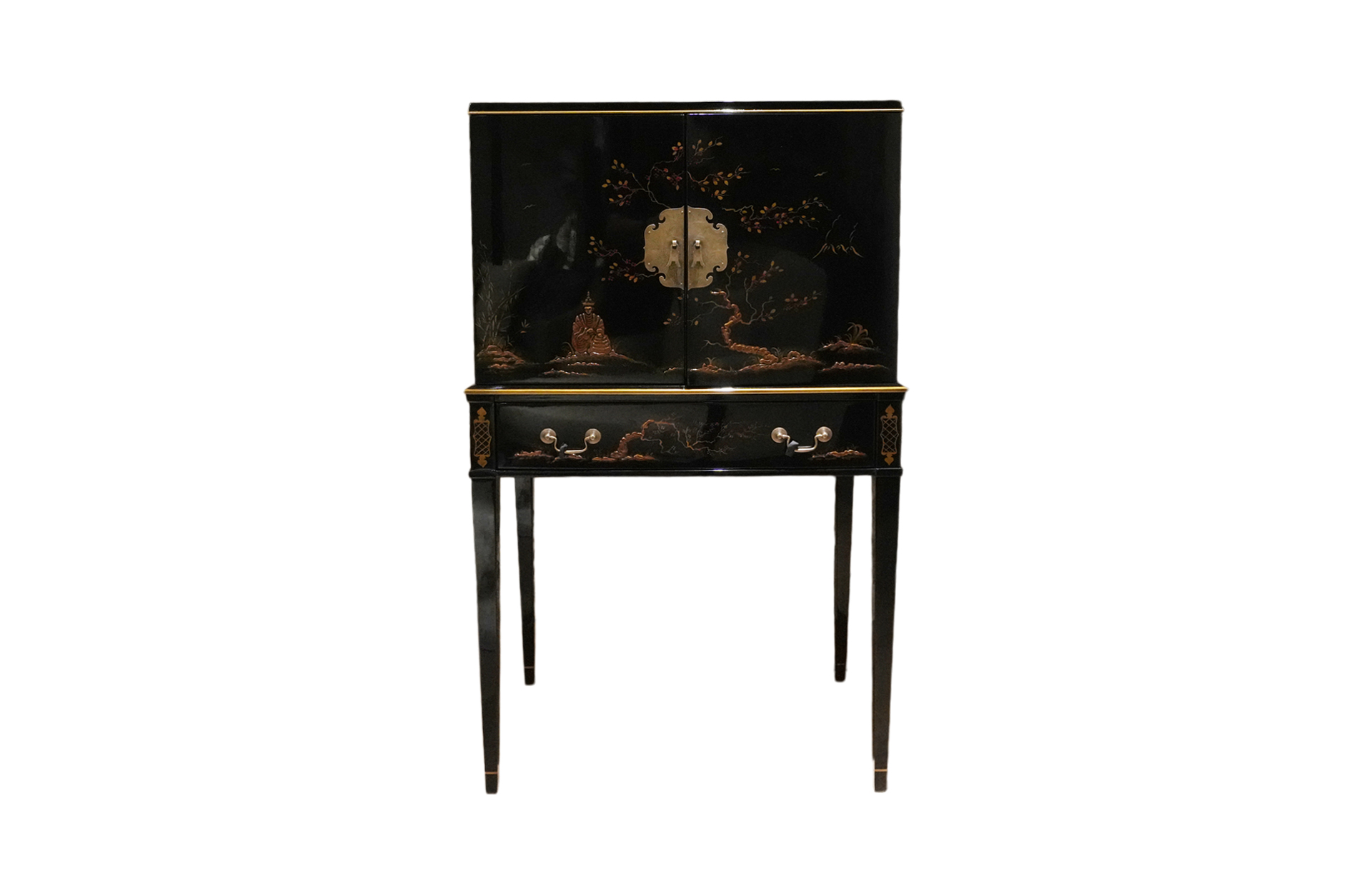 Home Decor Chest of Drawers and Dressers Chinoiserie silver cabinet 33937 Full Front View