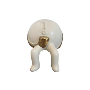 Home Decor Scluptures Ceramic Puffer with Long Legs FD-D24013 Front View