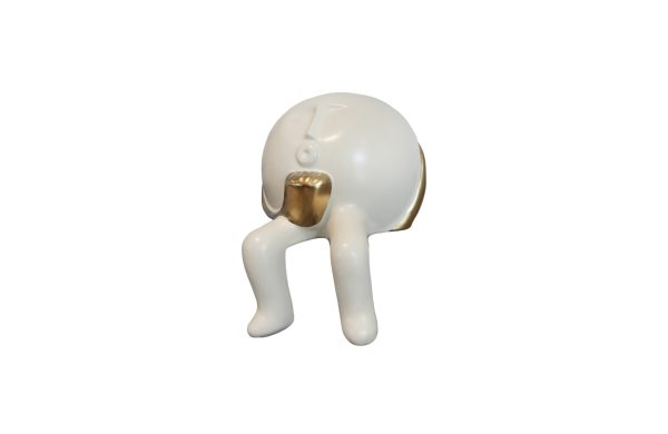 Home Decor Scluptures Ceramic Puffer with Long Legs FD-D24013 Side View