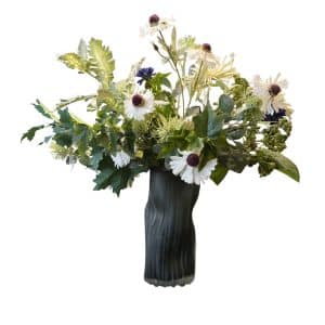 Home Decor Flower Arrangement 15917-082 Vase No.81 - 022022Glass Vase Grey Silver Look Daisy Front View