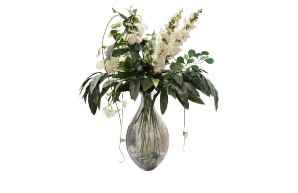 Home Decor Flower Arrangement 9-2021-1 Glass Vase Flower BL Front View