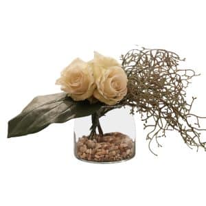 Home Decor Flowewr Arrangement 9-2021-11 Gllas Vase BL Front View