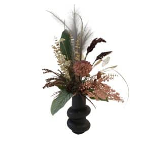 Home Decor Flower Arrangement No-82 Black Modern Vase White Anggrek 24 Front View