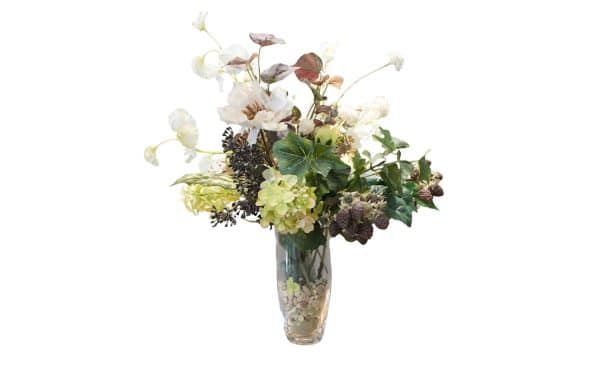 Home Decor Flower Arrangement No.43 - 022022 Glass Vase Elegant Mixed Bouquette Front View