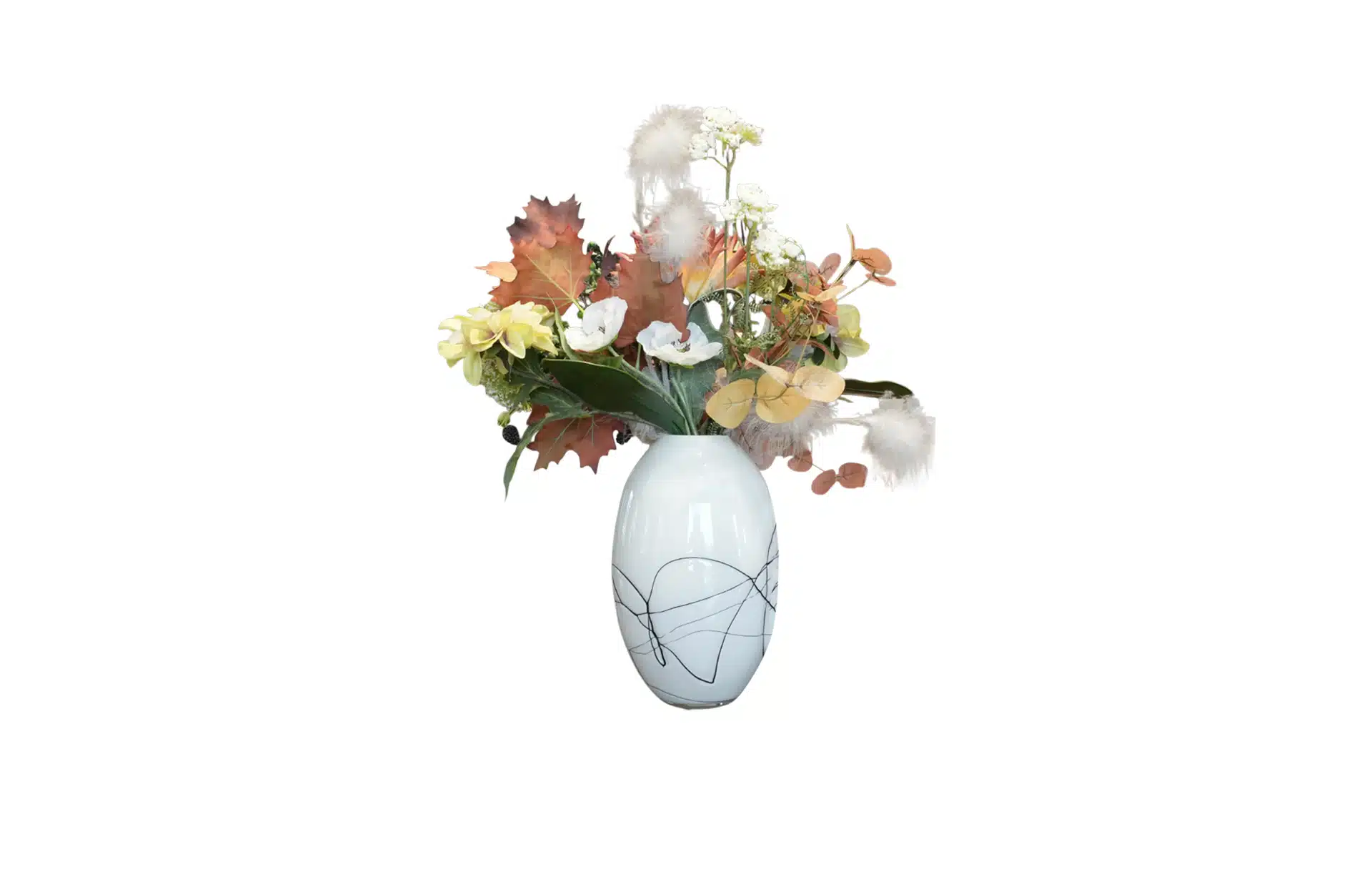 Home Decor Flower Arrangement No.85-012021 Murano Glass vase & Dahlia Front View