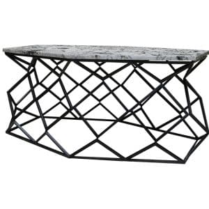 Home Decor Coffee Table with Marble Top Base IR-5712 Black Side View