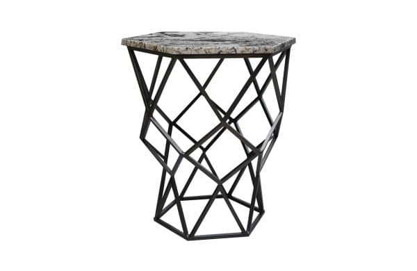 Home Decor Side Table Table with Marble Top Base IR-5714 Black Side View