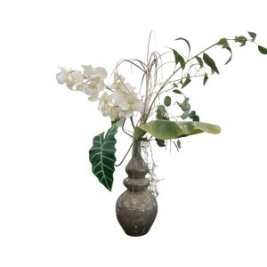 Home Decor Flower Arrangement Three Waves & Anggrek Butterfly/Daun No. 92 Front View